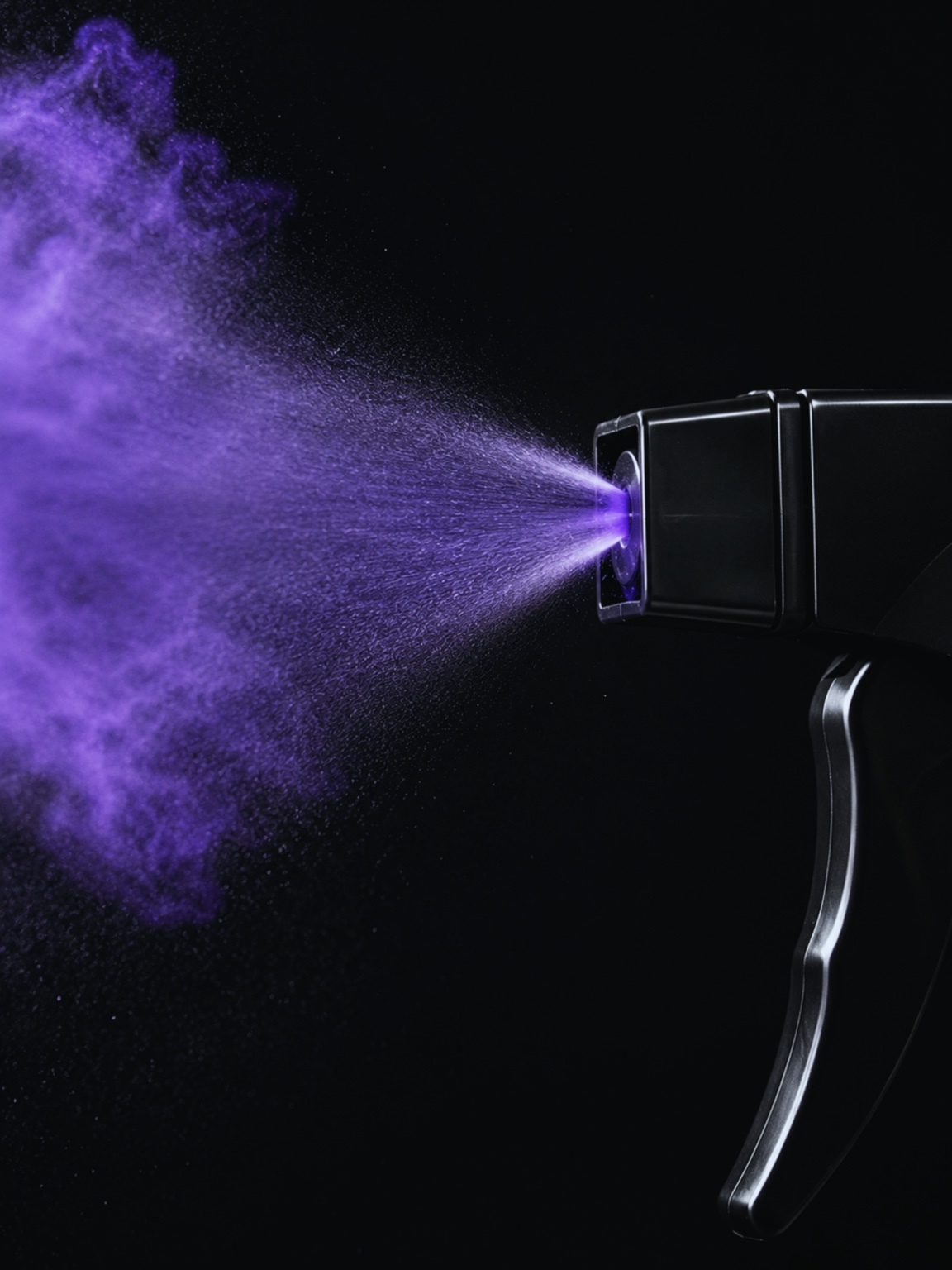 Spray Resetar Vibe borrifando uma névoa roxa